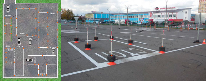 Схема и фото площадки в автошколе